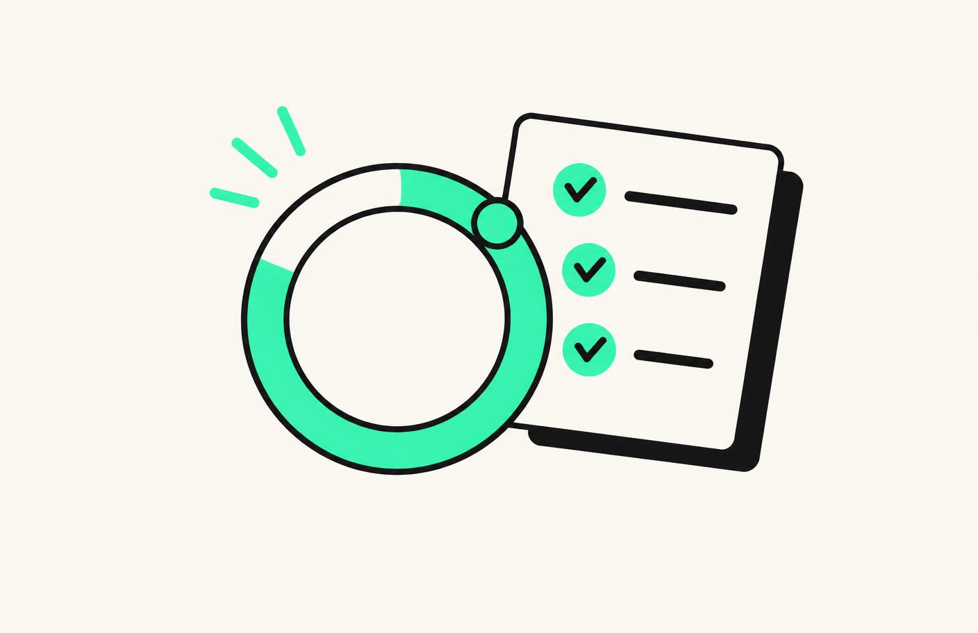 Ring chart filled to eighty percent next to a checklist card