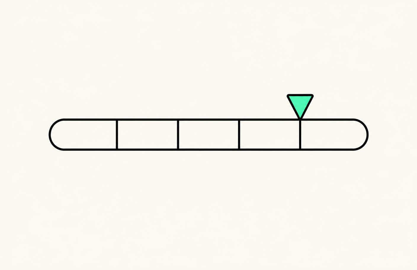 Segmented scale bar with a marker near the upper end