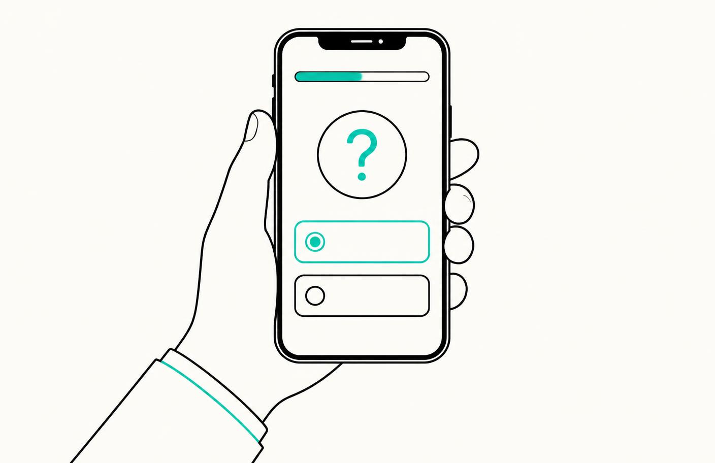 Phone screen showing the Rice Purity Test question interface with a progress bar